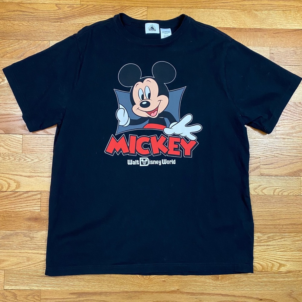 Vintage Disney Mickey Mouse Shirt Mens XL Black Walt Disney World Graphic‎ Tee
